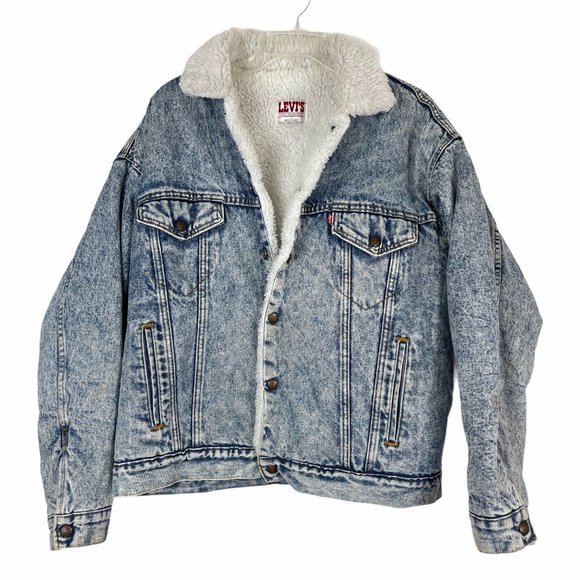 VTG Levis' Acid Wash Jean Sherpa Trucker Jacket - Picture 12 of 12
